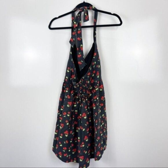 Urban Outfitters Mamie Linen Cherry Print Halter Mini Dress Pin Up Size Small - Picture 4 of 12
